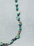 Native American Traditional Vintage Santo Domingo Royston Turquoise Sterling Silver Necklace-Nativo Arts