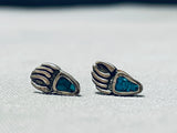 Little Basger Paw Cute Vintage Native American Navajo Sterling Silver Turquoise Earrings-Nativo Arts