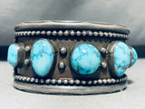 Magnificent Vintage Native American Navajo 5 Candelaria Turquoise Sterling Silver Huge Bracelet-Nativo Arts