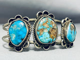 Rare Vintasge Native American Navajo Old Morenci Turquoise Sterling Silver Bracelet-Nativo Arts