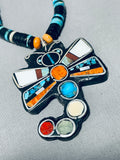 Native American Gasp! Santo Domingo Dragonfly Turquoise Inlay Sterling Silver Necklace-Nativo Arts