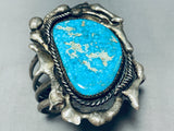 103 Gram Dropdead Fab Vintage Native American Navajo Turquoise Sterling Silver Bracelet Old-Nativo Arts