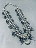 Gasp! Spider Vintage Navajo Turquoise Sterling Silver Squash Blossom Necklace-Nativo Arts
