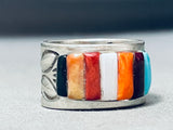 Ray Adakai Striking Vintage Native American Navajo Onyx Sterling Silver Ring-Nativo Arts