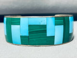 Best 7 Inch Wrist Vintage Native American Navajo Mlacht Turquoise Sterling Silver Inlay Bracelet-Nativo Arts