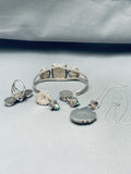 Best Vintage Native American Navajo Rose Quartz Turquoise Inlay Sterling Silver Bracelet-Nativo Arts