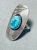 Enormous Vintage Native American Navajo Signed Morenci Turquoise Sterling Silver Ring-Nativo Arts