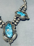 One Of The Best Vintage Native American Navajo Bisbee Turquoise Sterling Silver Necklace-Nativo Arts