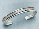 Excellent Vintage Native American Navajo Sterling Silver And 14k Gold Bracelet-Nativo Arts