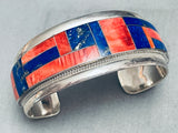 6.5 Inch Wrist Vintage Navajo Spiny Oyster Lapis Sterling Silver Bracelet-Nativo Arts