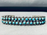Early 1900's Vintage Native American Zuni Turquoise Sterling Silver Bracelet-Nativo Arts