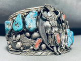 One Of The Best Ever Vintage Native American Navajo Kachina Turquoise Sterling Silver Bracelet-Nativo Arts