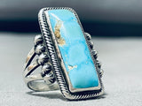 Brilliant Vintage Native American Navajo Sky Blue Turquoise Sterling Silver Ring-Nativo Arts