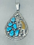 Special Vintage Native American Navajo Sleeping Beauty Sterling Silver, 12kgf Kokopelli Necklace-Nativo Arts