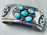 Museum Quality Vintage Native American Navajo Turquoise Satellite Sterling Silver Bracelet-Nativo Arts