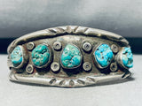 Sensational Vintage Native American Navajo 5 Seafoam Turquoise Sterling Silver Bracelet-Nativo Arts