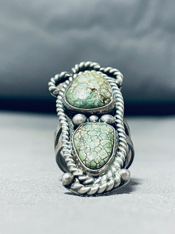 One Of A Kind Vintage Native American Navajo Spiderweb Turquoise Sterling Silver Ring-Nativo Arts