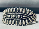 Native American Very Rare All Silver Teardrop Hand Tooled Bracelet Cuff-Nativo Arts