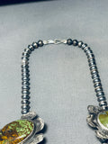 289 Grams Native American Navajo Turquoise Turtle Sterling Silver Squash Blossom Necklaces-Nativo Arts