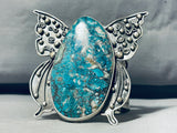 153 Grams Butterfly Spiderweb Turquoise Sterling Silver Butterfly Bracelet-Nativo Arts