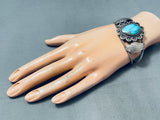 Striking Vintage Native American Navajo Turquoise Sterling Silver Bracelet-Nativo Arts