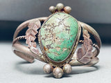 Quality Old Vintage Native American Navajo Green Turquoise Sterling Silver Bracelet-Nativo Arts