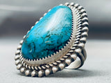 Les Nez Vintage Native American Navajo Spiderweb Turquoise Sterling Silver Ring-Nativo Arts