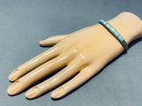 Captivating Vintage Native American Navajo Inlay 7 Blue Gem Turquoise Sterling Silver Bracelet-Nativo Arts