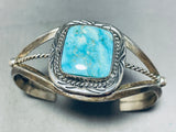 Stunning Vintage Native American Navajo Blue Gem Turquoise Sterling Silver Bracelet-Nativo Arts