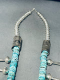 Tawney Willie Native American Navajo Turquoise Sterling Silver Squash Blossom Necklace-Nativo Arts