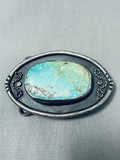 Vintage Native American Navajo Swirl Channel Royston Turquoise Sterling Silver Buckle