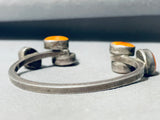 One Of The Most Unique Vintage Native American Navajo Orange Shell Sterling Silver Bracelet-Nativo Arts