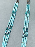 Native American Stunning Navajo Turquoise Disc Sterling Silver Heishi Necklace-Nativo Arts
