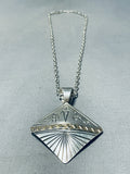 Magnificent Vintage Signed Native American Navajo Sterling Silver 14k Gold Necklace-Nativo Arts