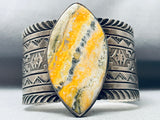 Massive Yellow Jasper Vintage Native American Navajo Sterling Silver Bracelet-Nativo Arts