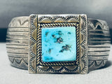 Hand Tooled Vintage Native American Navajo Sterling Silver Turquoise Bracelet-Nativo Arts