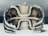 Signed Vintage Native American Navajo Pilot Mountain Turquoise Sterling Silver Bracelet-Nativo Arts