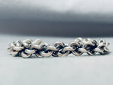 Hand-woven Vintage Native American Navajo Sterling Silver Sturdy Link Bracelet