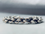 Hand-woven Vintage Native American Navajo Sterling Silver Sturdy Link Bracelet