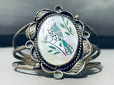 Bluejay Turquoise Vintage Native American Zuni Sterling Silver Bracelet Cuff Old-Nativo Arts