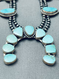 Stunning Vintage Native American Navajo Turquoise Sterling Silver Squash Blossom Necklace-Nativo Arts