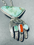 Native American One Of The Coolest Ever Santo Domingo Turquoise Sterling Silver Necklace-Nativo Arts
