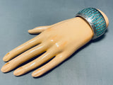 Difficult Technique Rectangular Inlay Turquoise Vintage Native American Navajo Bracelet-Nativo Arts