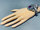 Purple Agate Sunflower!! Vintage Sterling Silver Detailed Bracelet-Nativo Arts