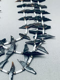 Hand Carved Jet Bird Vintage Santo Domingo Sterling Silver Heishi Necklace-Nativo Arts
