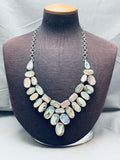The Biggest Best Vintage Native American Navajo Abalone Sterling Silver Necklace-Nativo Arts