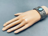 One Of The Most High Grade #8 Turquoise Vintage Native American Navajo Sterling Silver Bracelet-Nativo Arts