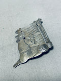 Traditional Vintage Native American Navajo Sterling Silver Weaver Pin-Nativo Arts