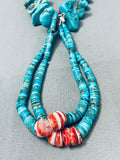 250 Grams Vintage Native American Navajo Heishi Kingman Turquoise Sterling Silver Necklace-Nativo Arts