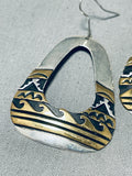 Native American Fascinating Vintage Sterling Silver Gold Craft Thomas Singer Earrings-Nativo Arts